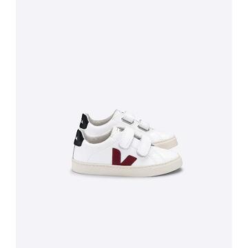 Kids' Veja ESPLAR LEATHER Sneakers White/Black/Red | ZA 819MQZ